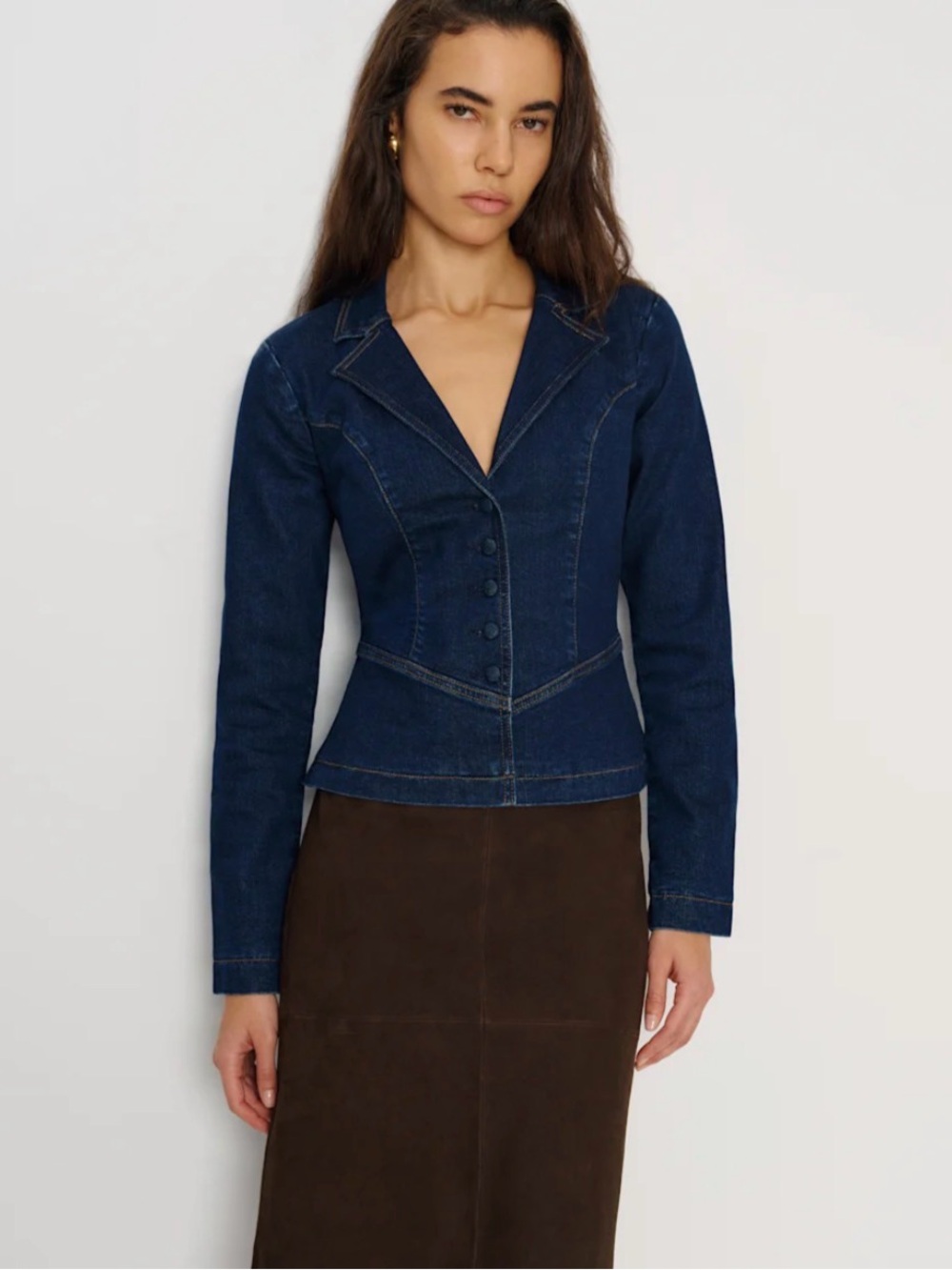 Reformation Porter Super Stretch Denim Jacket in Reservoir NWT Sz Medium